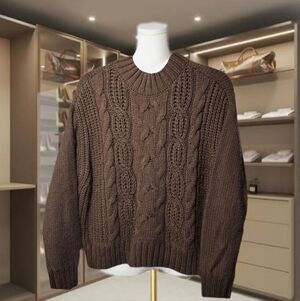 Lucky Brand Brown Comfy & Cozy Cable Knit Sweater Women's US Size Small - EUC